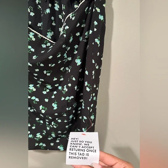 ASOS DESIGN lace trim ruffle bodice mini tea dress in black ditsy - Picture 6 of 7